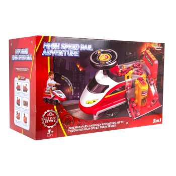 Interkatywny Jeździk 2w1 Straż Pożarna dla dzieci 3+ Dźwięki Światła + Parking strażacki + 4 Resoraki + Ruchome elementy